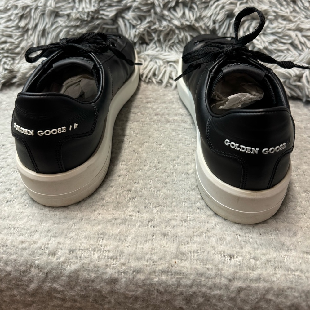 Golden Goose PURE-STAR Low Top Sneakers Black Leather in box with duster bag - Picture 5 of 16